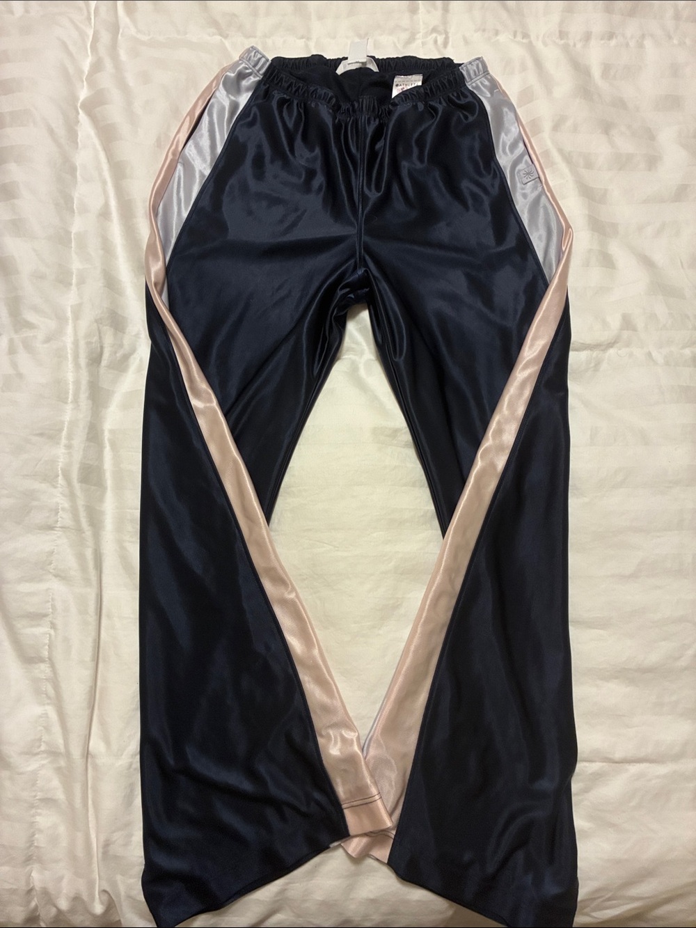 Athleta Navy Joggers with Pink & Silver Side Panels. girls size 12.